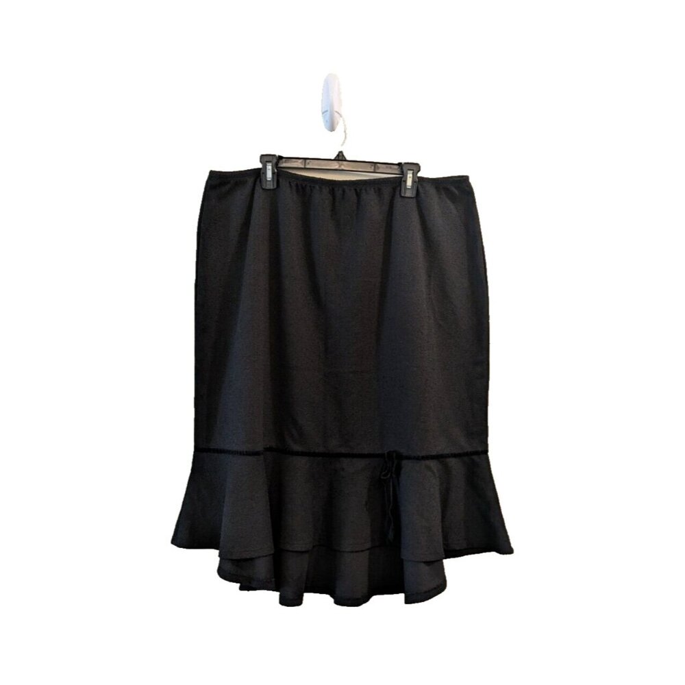 Cato Hi Low Flounced Hem Tweed Skirt Black‎ 18/20W Bow